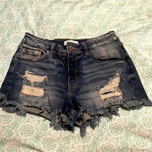 Kancan mid-rise distressed shorts